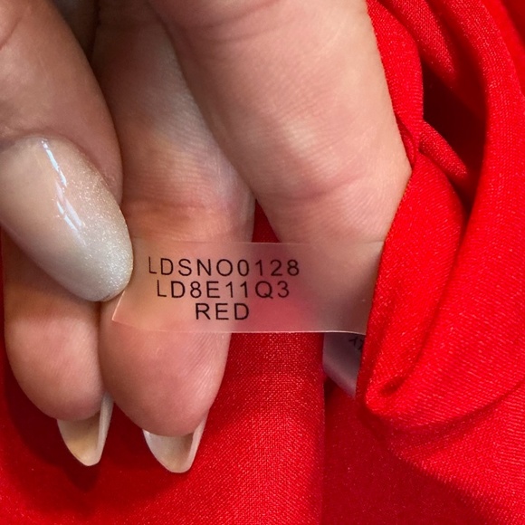 Karl Lagerfeld Paris Ruffle Cuff Sheath Dress Red Women’s Size 10 - Picture 7 of 10